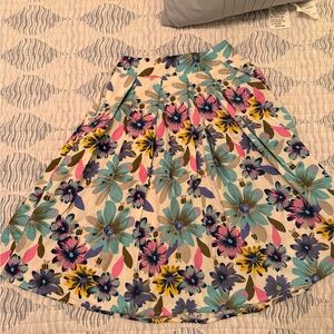 Floral A-Line Skirt in Teal, Pink, Yellow